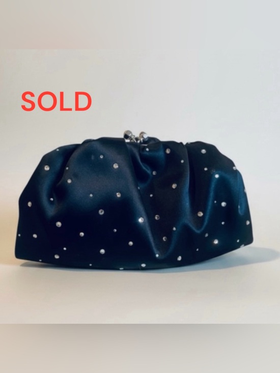Franchi Handbags - Franchi Black Satin Rhinestone Evening Clutch shoulder bag small